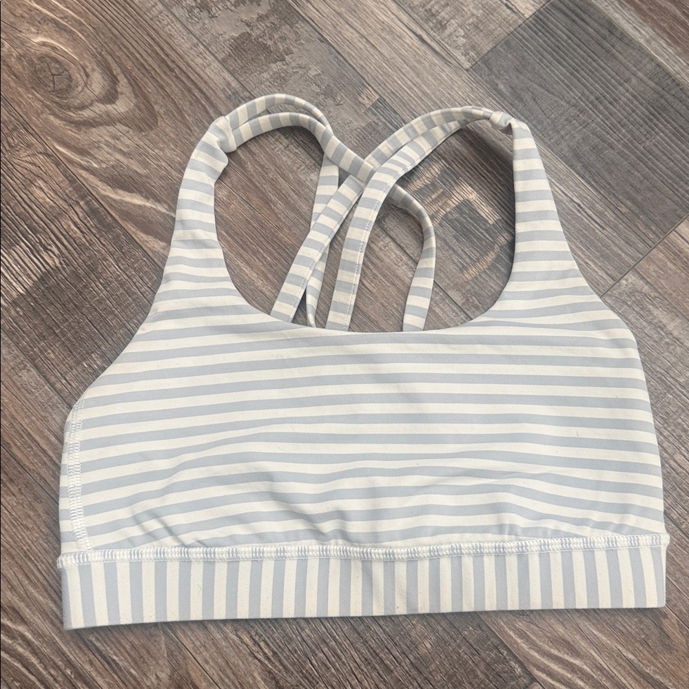 Lululemon Gray Cream Stripped Sports Bra Size 2